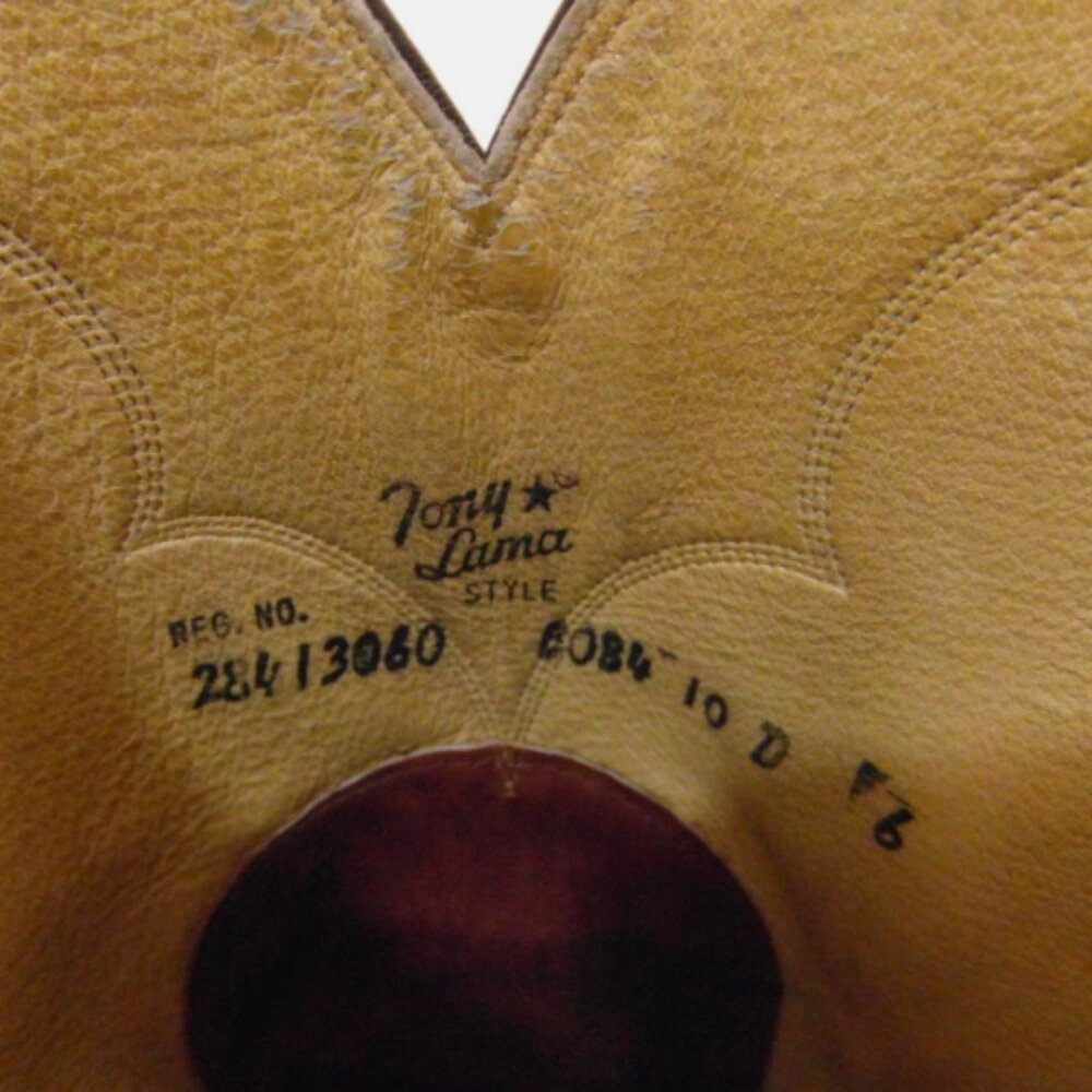 MENS TONY LAMA EL PASO AUTHENTIC LIGHT BROWN LEATHER sz10D COWBOY BOOTS NM 33024 - Picture 11 of 12